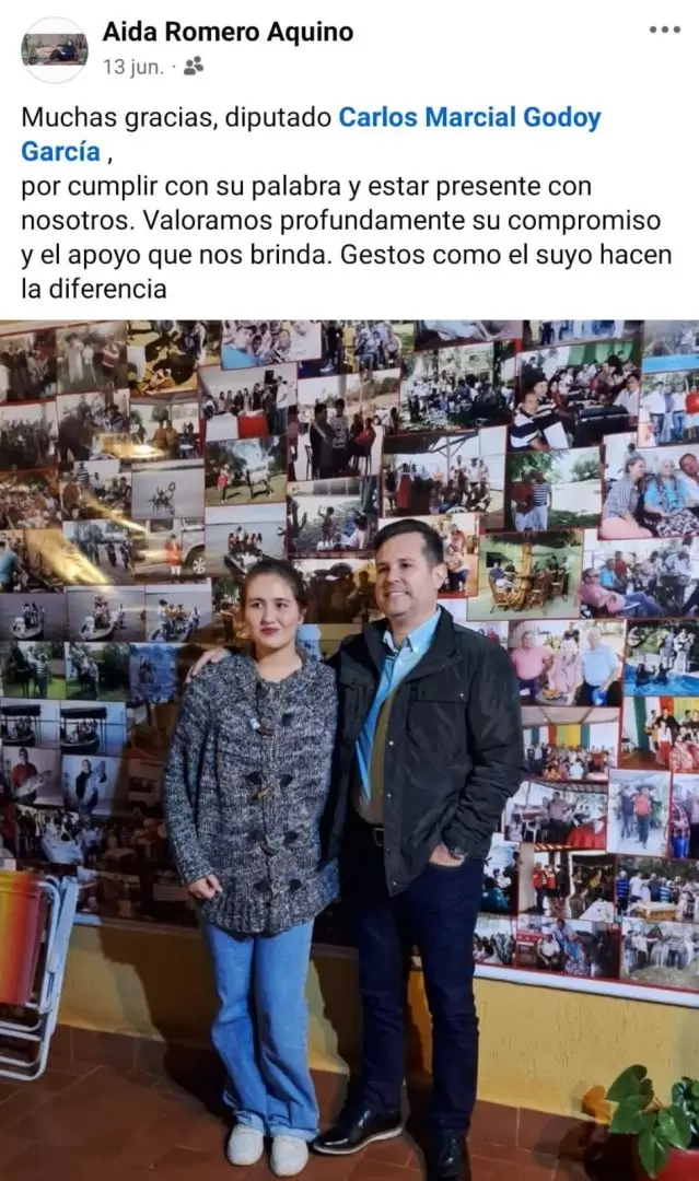 Aida Romero Aquino, tambi�n agradece su contrato al diputado cartista.