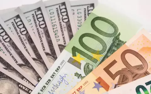 Billetes de d�lar y euro.