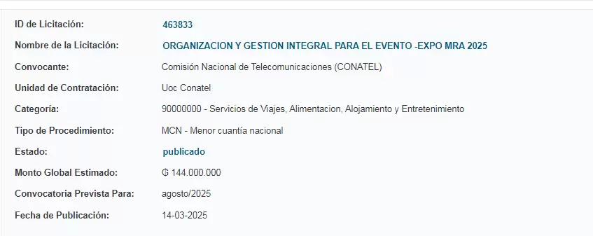 Los millones que prev� usar la Conatel para la Expo.