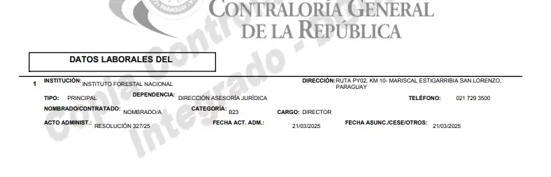 Nombramiento del hijo de Enrique Riera Escudero en Infona.