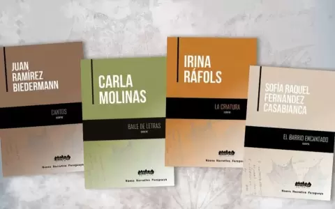 Tapa de "Cantos", "La criatura", "Baile de letras" y "El barrio encantado". (Editorial Arandur�)