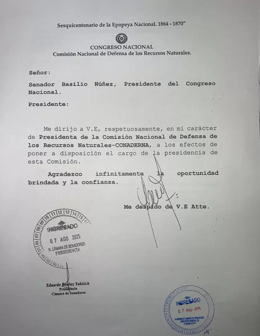 Renuncia de Noelia Cabrera en Conaderna.