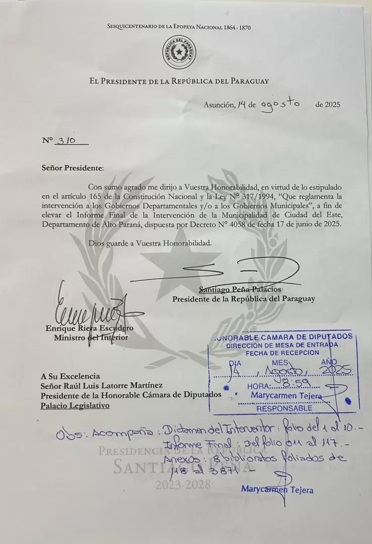 Informe final del interventor de CDE.