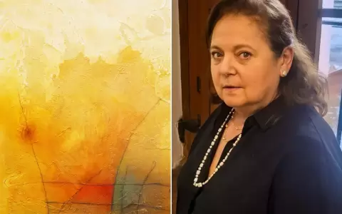 Narda Allende y una de las obras que ser� exhibida en la muestra.