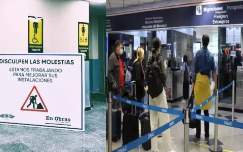 Llegada de atletas al Silvio Pettirossi y vista del cartel de advertencia.