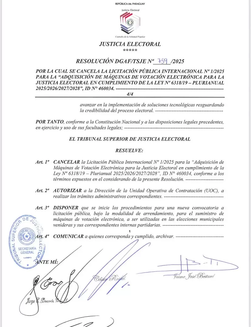 Resoluci�n del TSJE.
