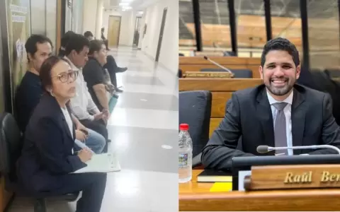La escribana Lidia Velaztiqui y el diputado Ra�l Ben�tez.