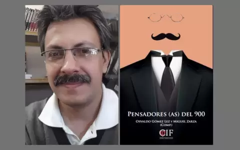 Osvaldo G�mez Lezcano y la tapa de "Pensadores (as) del 900" (CIF, 2013).