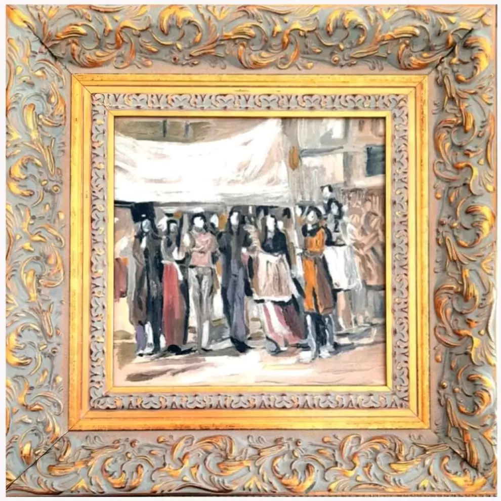 Marcela Dioverti, La revolución, 2023. Óleo sobre lienzo. 25 x 25 cm. Cortesía