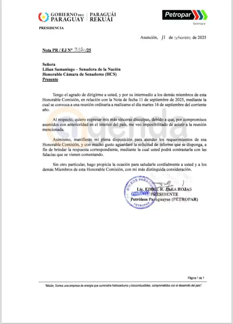 Comunicado de Petropar.