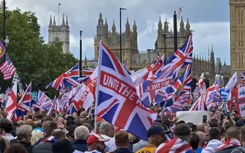 Manifestantes durante la concentraci�n convocada por el activista de extrema derecha Tommy Robinson en Londres.