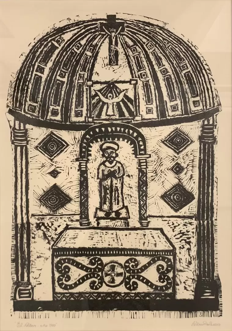 Pedro Di Lascio, El altar, 1970. Grabado sobre papel. Cortesía
