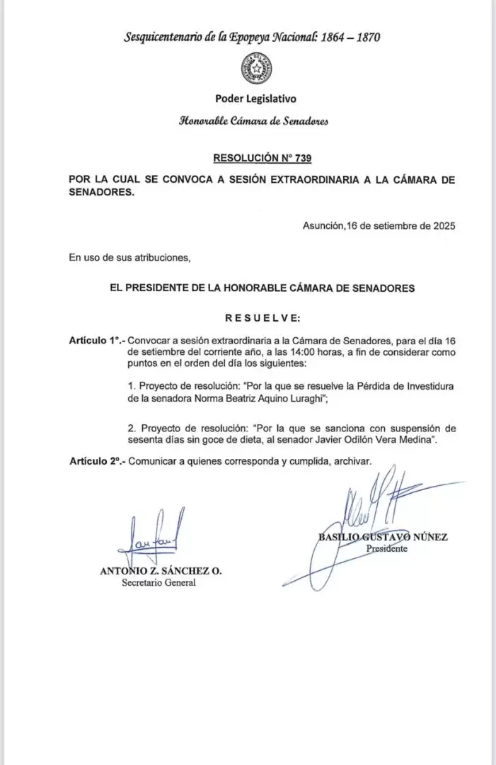Convocatoria a sesión extra