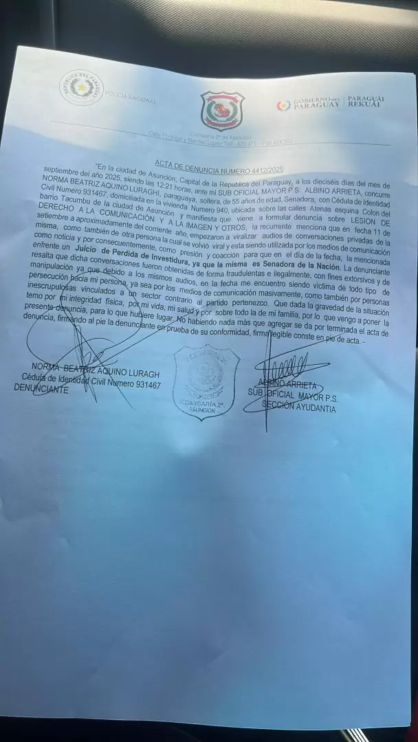 Denuncia realizada por Yamy Nal.