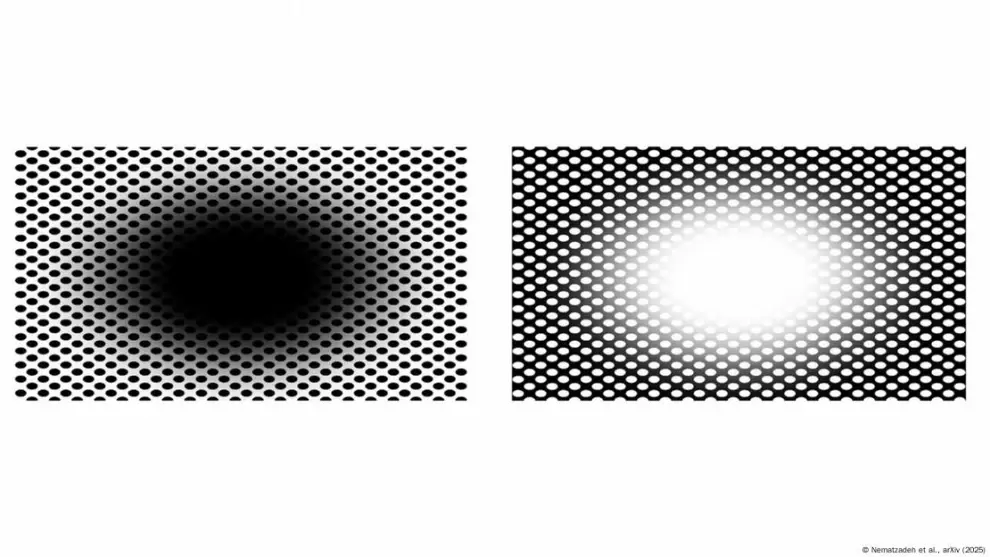 La ilusi�n del "agujero en expansi�n" (izq) crea sensaci�n de adentrarse en un t�nel oscuro, mientras su versi�n invertida o "agujero blanco" (der) DW