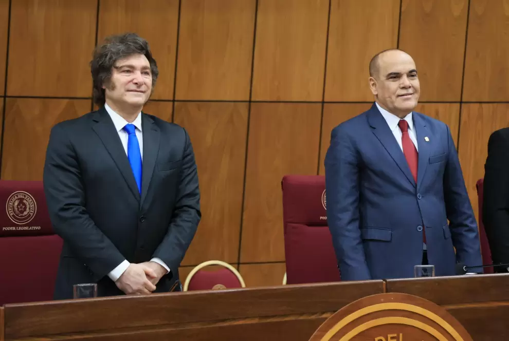 Javier Milei y Basilio N��ez, presidente de la Argentina y presidente del Congreso Nacional.