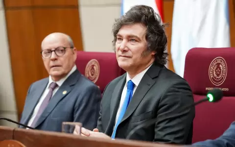 Javier Milei durante su visita al Congreso Nacional.