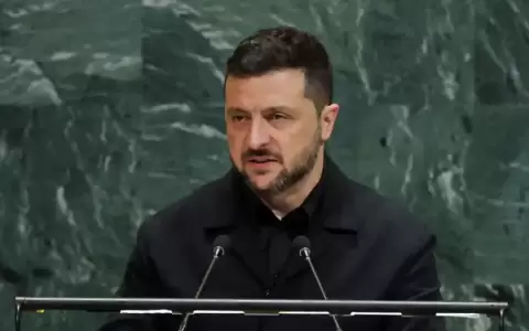 Volodimir Zelenski durante su discurso en la ONU.