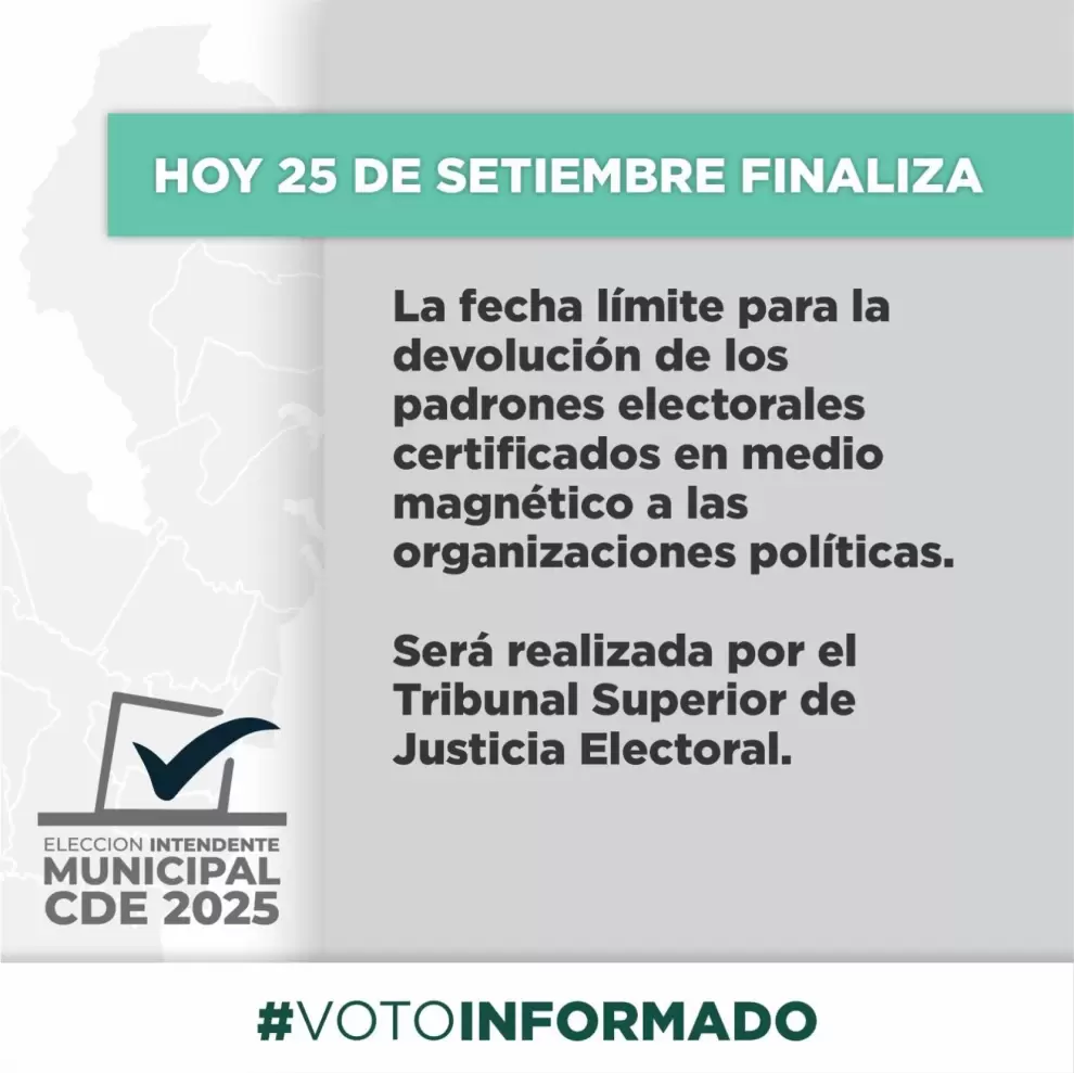 Cronograma elecciones municipales complementarias en CDE.