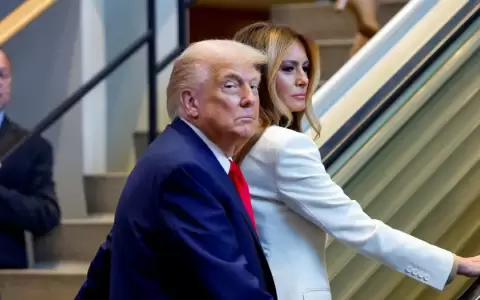 El presidente de Estados Unidos, Donald Trump y su esposa Melania Trump, ingresando a la ONU.