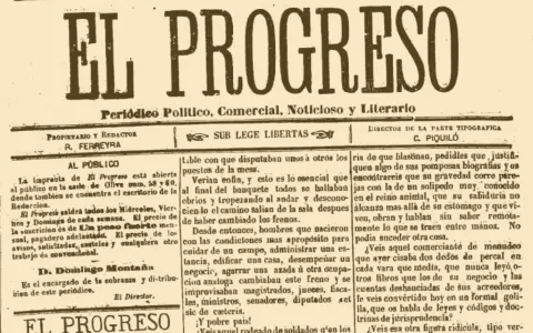 Diario "El progreso" (Asunci�n), edici�n del 18 de abril 1873.