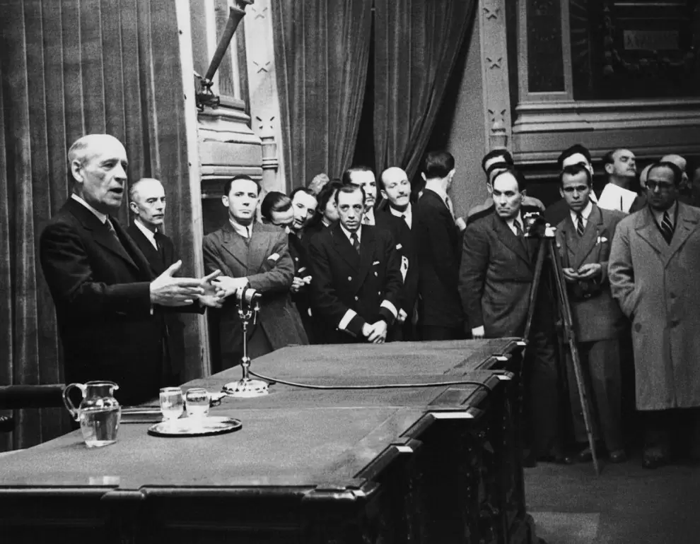 Jos� Ortega y Gasset en una conferencia en el Ateneo madrile�o (1946). (foto: EFE)