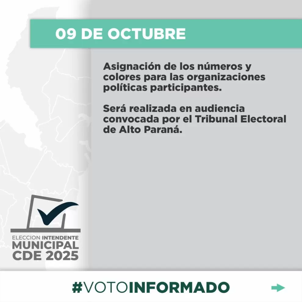 Cronograma electoral para elecciones municipales de CDE.