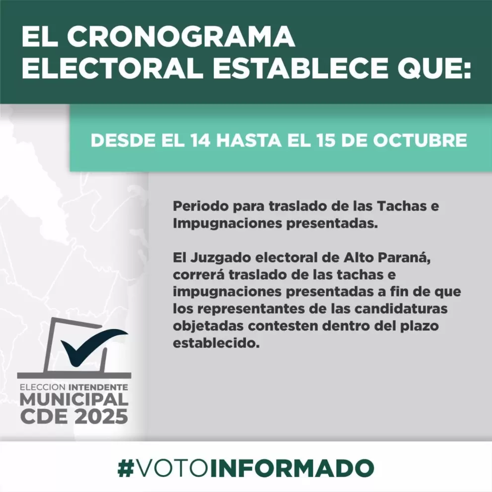 Cronograma electoral.