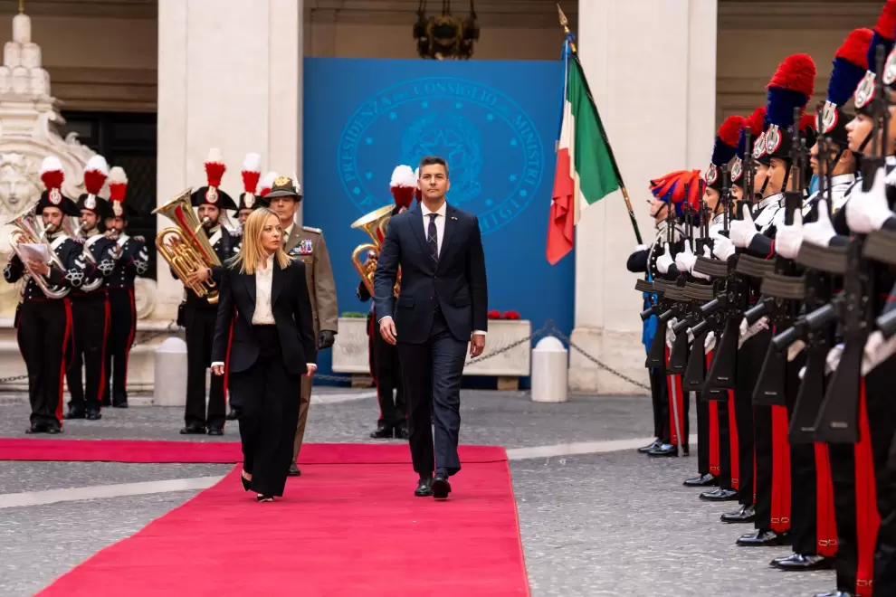 El presidente de la Rep�blica, Santiago Pe�a, se re�ne en Roma con la primera ministra de Italia, Giorgia Meloni.