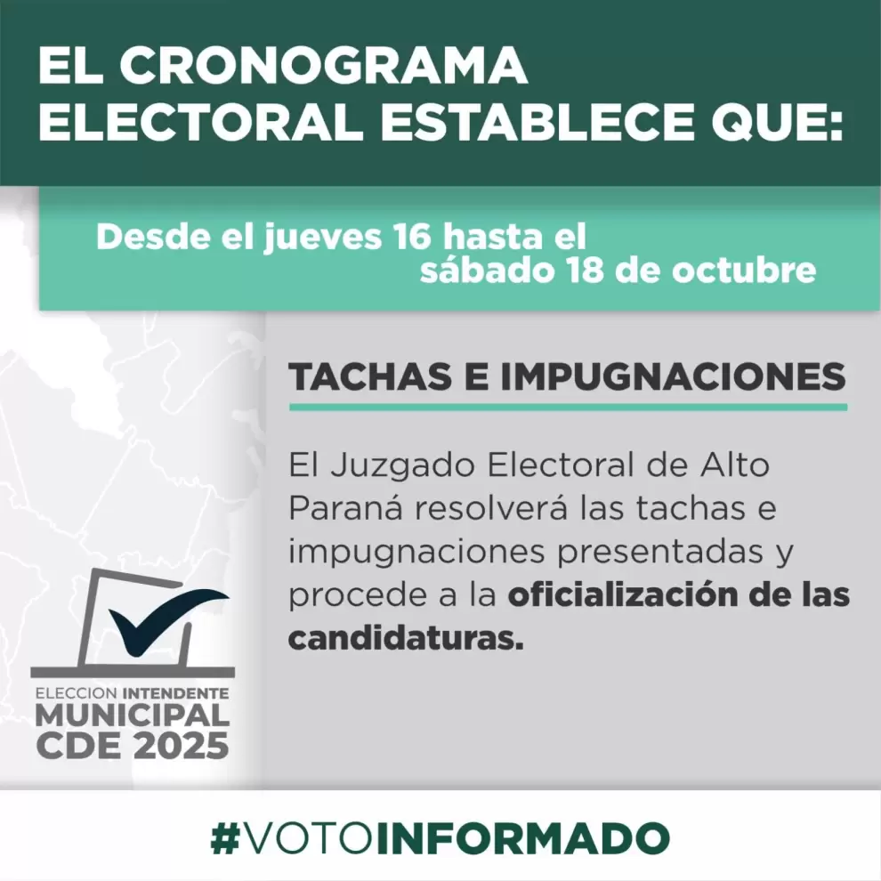 Cronograma electoral para CDE.