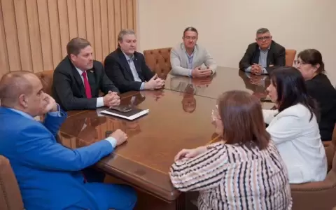 Miembros de la Sociedad Paraguaya de Pediatr�a durante reuni�n con senadores.