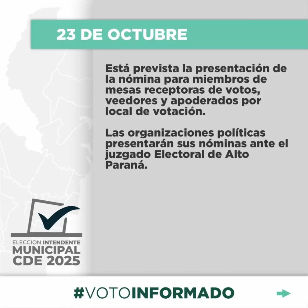 Cronograma electoral de CDE.
