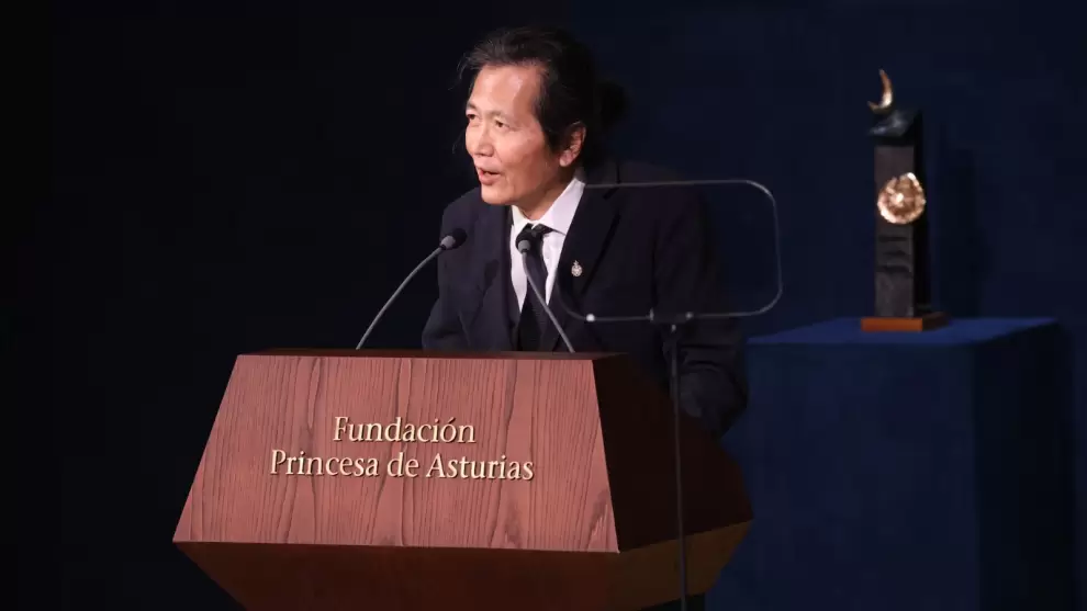 Byung-Chul Han, premio Princesa de Asturias de Comunicación y Humanidades 2025, durante su discurso. (Foto: Raúl Terrel)