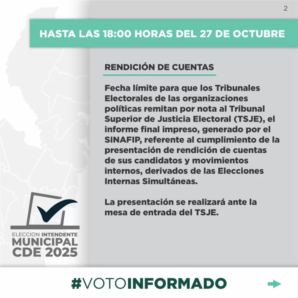 Cronograma Electoral de CDE, TSJE.