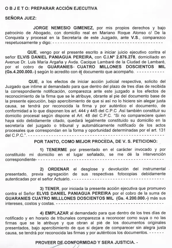Pedido de deuda.