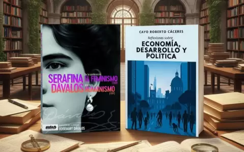 Tapa de "Serafina D�valos...",  coordinada por Rosemary D�valos , y "Reflexiones sobre econom�a, desarrollo y pol�tica", de Cayo Roberto C�ceres.