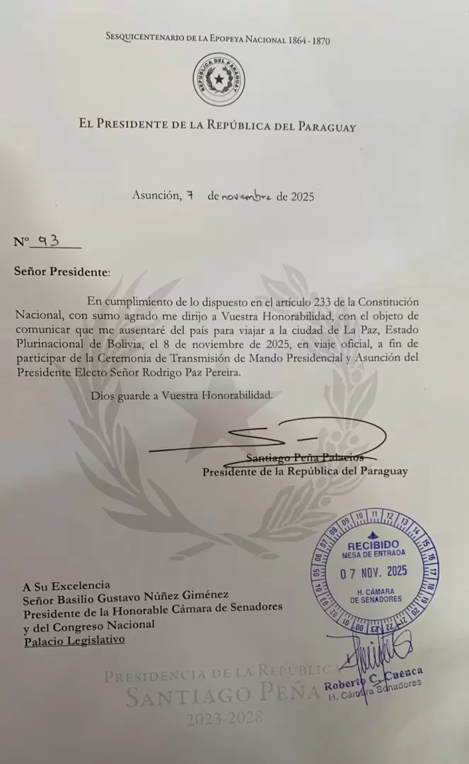 Nota del presidente de la Rep�blica.