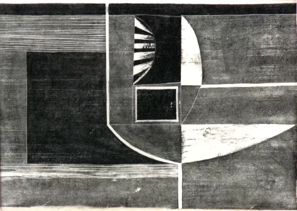 Maria Bonomi, Barcos e Lua, 1956 Xilografia. (foto: Ateliê Maria Bonomi)