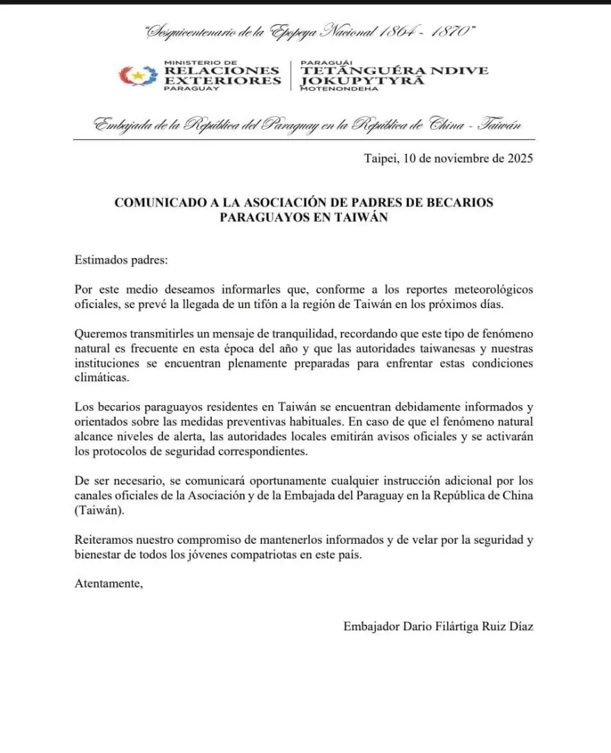 Comunicado de la Embajada de Taiw�n.