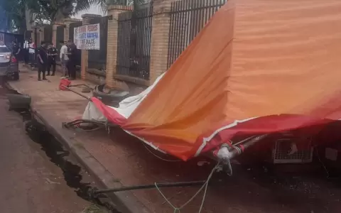 El veh�culo termin� incrustado en el carrito de frutilla y la muralla del supermercado.