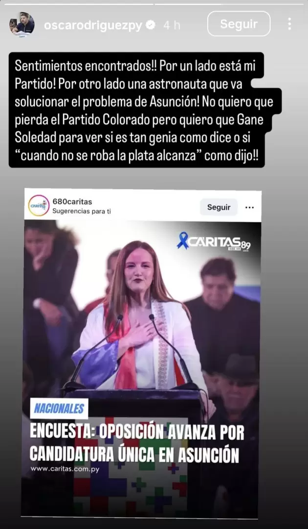 Posteo de �scar "Nenecho" Rodr�guez.