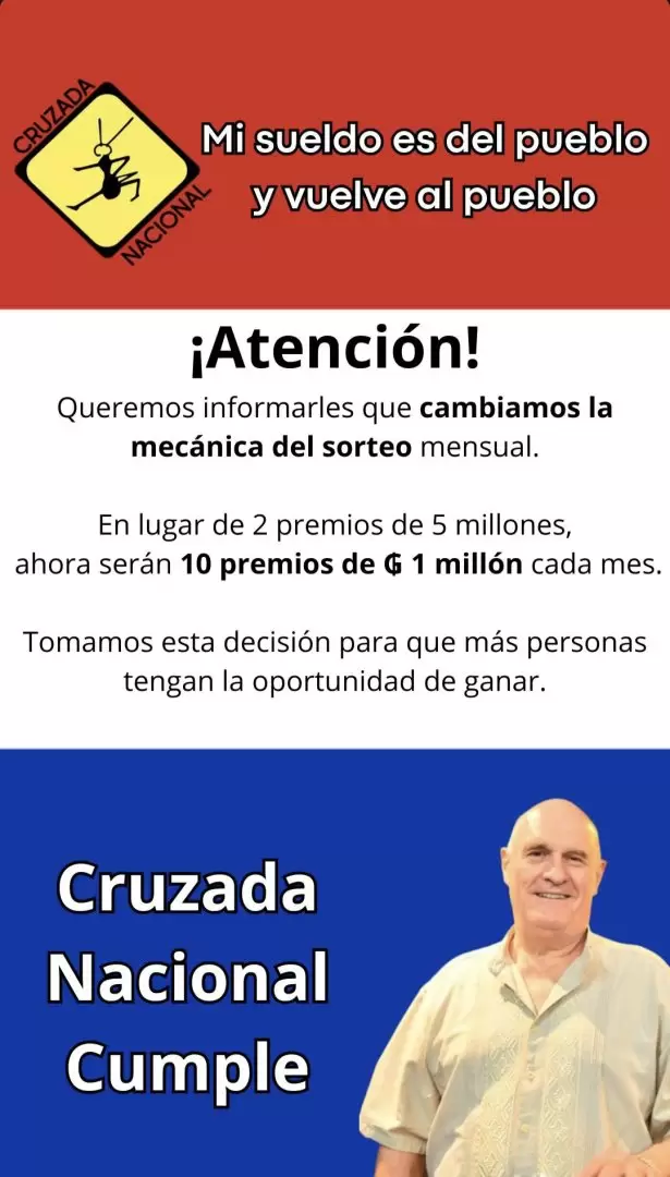 Nueva modalidad de sorteo de parte del salario del senador.