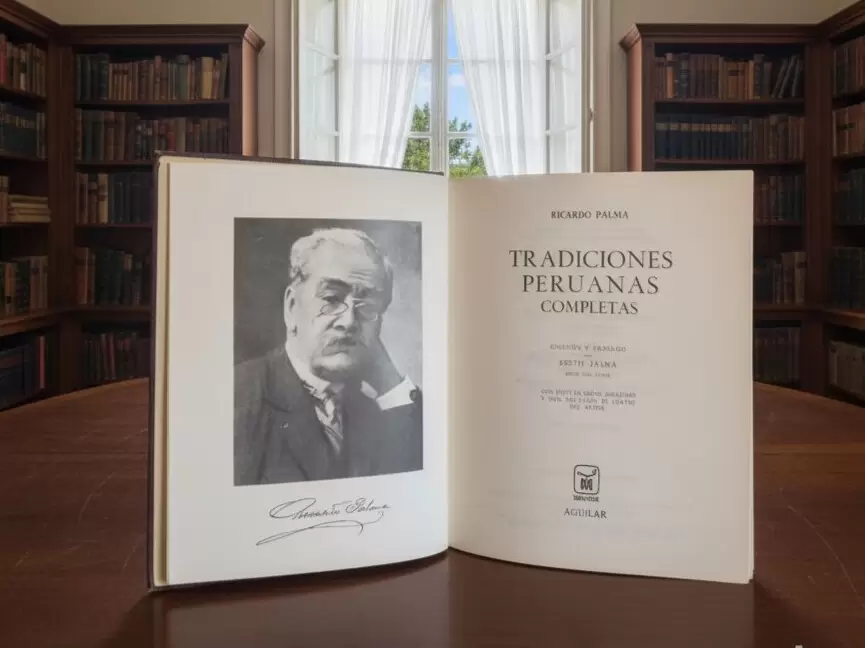Primeras p�ginas de "Tradiciones peruanas completas" de Ricardo Palma. Editorial Aguilar