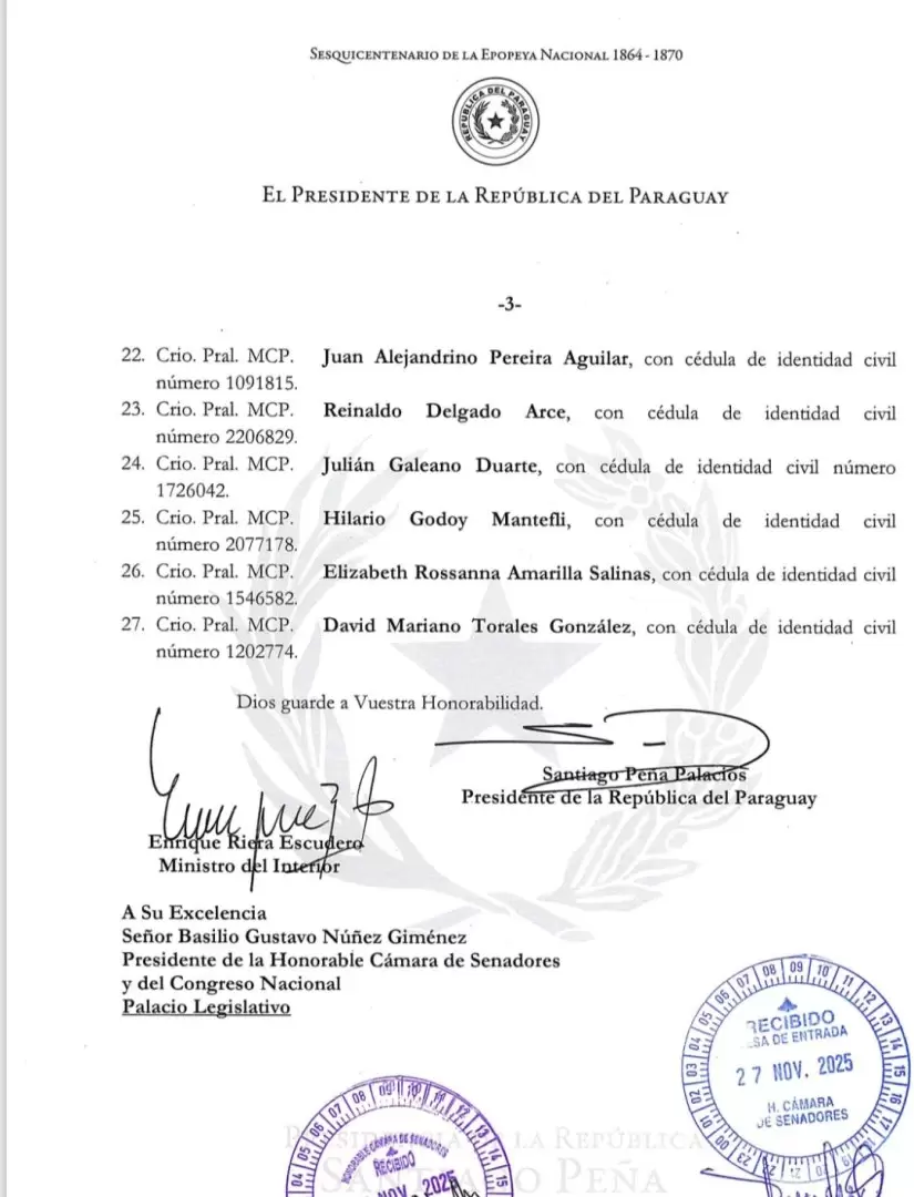 Nomina de comisarios en ascensos.