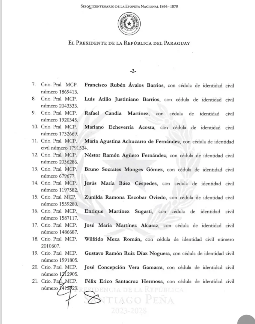 Nomina de comisarios en ascensos.
