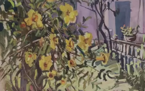 Walter Mart�nez, "Casa colonial y enregadera".