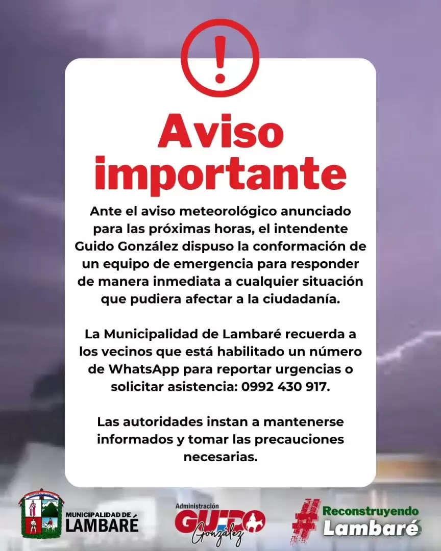 Aviso en Lambaré