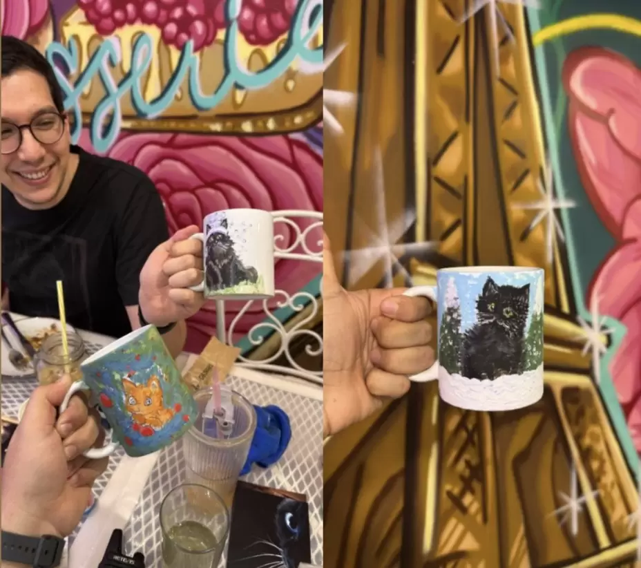 Las tazas personalizadas por los presentes.