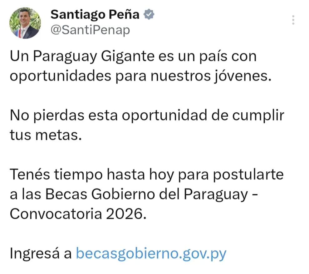 Posteo del presidente Santiago Pe�a.