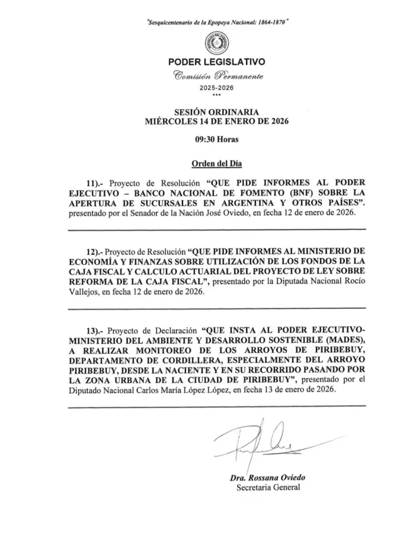 Primera sesión de la Comisión Permanente.